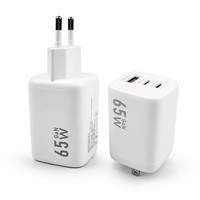 Chargeur mural USB C GaN 65W N1 3 ports Usbc Type A PD3.0 Adaptateur de charge rapide pour ordinateur portable tablette smartphone bureau voyage