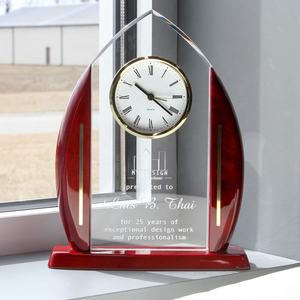 Arc de chapelle personnalisé en acrylique de 11 ", grande pendule, Base finis en <span class=keywords><strong>bois</strong></span> de rose - Product Image 4