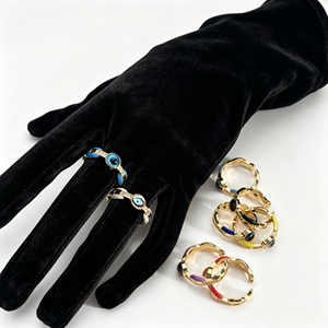 Anillo de Ojo de la Suerte Chapado en Oro con Esmalte Colorido y Cola de Pez, Anillo Ajustable de Estilo Único, Apto para Hombres y Mujeres - Product Image 2