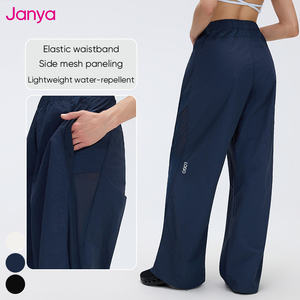 Janya Straight Wide Leg Mesh Patchwork Quick Dry Loose Breathable Athletic Sports Pants High Waist Nylon Track Pant for <strong>Women</strong> - Product Image 4