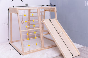 Marco de escalada de <span class=keywords><strong>madera</strong></span> para niños, Tobogán de <span class=keywords><strong>madera</strong></span> para patio interior para niños, tobogán de bebé de <span class=keywords><strong>madera</strong></span> para interiores y <span class=keywords><strong>columpio</strong></span>, escalera de cuerda para escalar - Product Image 3