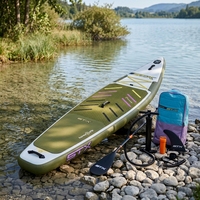 Planche de paddle gonflable double couche en PVC tissé, SUP de tourisme avec pompe, sac et aileron pour lacs et rivières