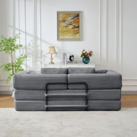 Modernes Minimalistisches Zeitgenössisches Umweltfreundliches Vakuumkomprimiertes Faltbares Futon-Sofabett mit Stoffbezug 3-Sitzer