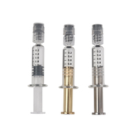 Seringue en verre pour distillat avec bâtonnet de libération d'air en métal argenté, 1 ml, 2,25 ml, 3 ml, pour huile