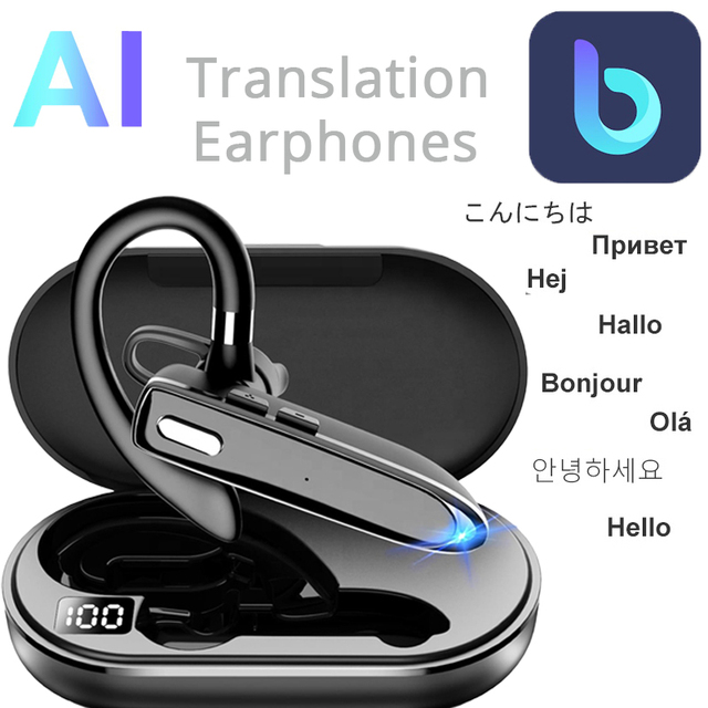 Customized Ai Translation Earbuds Real Time Multi-language Translator Earphone Rotatable Business Single Auriculares Traductor