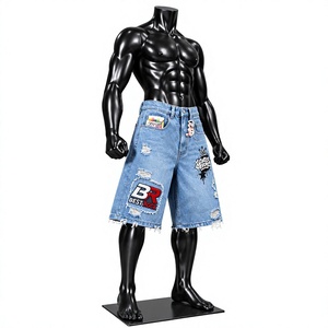 <b>Light</b> Blue Vintage Washed Denim Shorts for Men Ripped Crop Bermuda 100% Cotton Summer Drawstring Casual Streetwear - Product Image 1