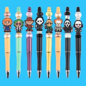 Produtos de tendência, contas focais ecológicas, canetas de PVC DIY, silicone com contas de desenho animado para fazer canetas