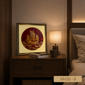 Cuadro Decorativo Exclusivo con Hojas de Oro en Relieve, Arte para Decoración del Hogar, Paisaje Marino, Modelo de Fábrica Vietnamita MV26-8, Tamaño 60x60cm - Product Image 3