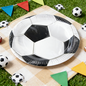 Assiettes en papier en forme de ballon de football noir et blanc 616140, fournitures <span class=keywords><strong>pour</strong></span> fête de football, <span class=keywords><strong>vaisselle</strong></span> <span class=keywords><strong>jetable</strong></span>, fête d'<span class=keywords><strong>anniversaire</strong></span> <span class=keywords><strong>pour</strong></span> enfants et adultes - Product Image 1