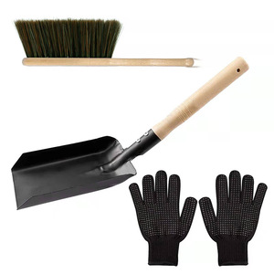 Ensemble de <span class=keywords><strong>nettoyage</strong></span> de <span class=keywords><strong>cheminée</strong></span> moderne en métal avec pelle, brosse pour poêle, gants en silicone noir - Product Image 1