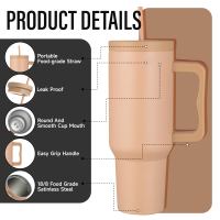 Nuevo Vaso Térmico de Acero Inoxidable 18/8 de Doble Pared de 40 oz con Asa y Pajita para Exteriores