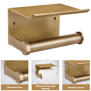 Porte-papier toilette moderne noir auto-adhésif avec étagère, porte-rouleau de papier toilette, porte-serviettes en papier avec étagère pour téléphone - Product Image 4