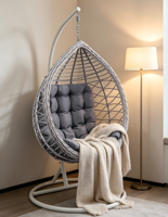 Fauteuil double en rotin moderne – Écologique, durable, pour extérieur, intérieur, jardin, balcon, lit à bascule nid d'oiseau