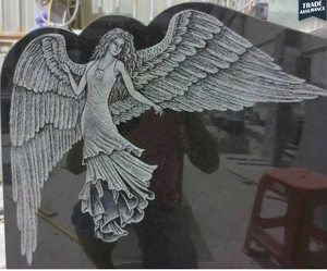 New Design Headstone With Angel Engraving in Shanxi Black - Product Image 3