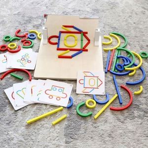 Education Brain Teaser With Challenges Cards Logic Thinking Tabletop Toy for Boys Girls Mirror Image <b>Puzzle</b> Blocks - Product Image 3