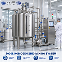 Cuve de mélange homogénéisatrice à double enveloppe en acier inoxydable SUS316L de 2000 L avec chauffage, refroidissement et regarderole