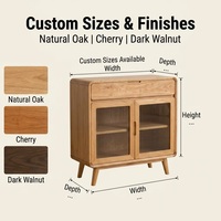 Modernes Massivholz-Sideboard Buffetschrank mit Glastüren Schubladen Maßgefertigt OEM Nordisches Küchen- & Esszimmer-Aufbewahrungsmöbel