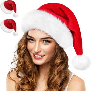 Chapeau de Père Noël en forme de cône pour adultes - Chapeau de fête en <span class=keywords><strong>velours</strong></span> épais et doux, en lycra et peluche, confortable, pour les fêtes, nouveauté - Product Image 1