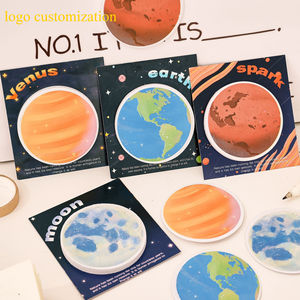 Papier autocollant circulaire détachable multi-usage pour étudiants, papeterie, notes autocollantes Terre Lune, dessin animé Planète - Product Image 2