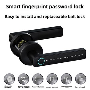 Cerradura de puerta de huella dactilar de entrada sin llave biométrica inteligente SIXWGH para <span class=keywords><strong>Bluetooth</strong></span> Wi-Fi habilitado Control de aplicación Tuya contraseña temporal - Product Image 2
