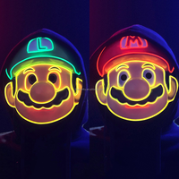 T-Worthy Halloween LED masque facial lumière colorée clignotant brillant EL fil Cosplay Costume fête nouveau Design plastique/PC matériel