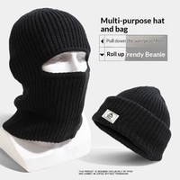 Masque Balaclava intégral 2 en 1 Bonnet d'hiver en tricot chaud Coupe-vent Casquette tactique de sport