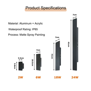 Tira de Luz LED Moderna Impermeable IP65, Rectangular, de Aluminio, para Decoración de Paredes Exteriores, Balcones y Escaleras, Lámparas de Pared Empotradas Bajas - Product Image 6