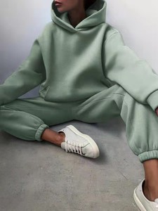 Ensembles de sweats à <span class=keywords><strong>capuche</strong></span> noirs grande taille, vêtements décontractés, ensemble 2 pièces, survêtements en polaire polyester pour femmes - Product Image 5