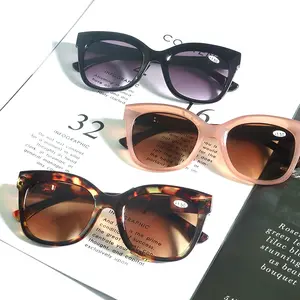 OEM UV400 SUNGLASSES READERS Fashion Sun Reader Plastic Oversize Retro Cat Eye Reading Sunglasses For Women