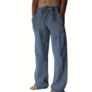 OEM ODM kualitas tinggi kustom desain baru longgar pas badan celana katun kasual pria gaya Boho tali pinggang celana nyaman