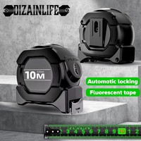 Mètre à ruban en acier à verrouillage automatique avec lame fluorescente haute visibilité 5m 7,5m 10m, règle métrique professionnelle en ABS résistant aux chocs