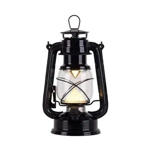 Rechargeable Vintage Hurricane Lantern Metal Hanging Lantern Dimmer Switch 15 LEDs Battery Operated Lantern for Indoor Outdoor