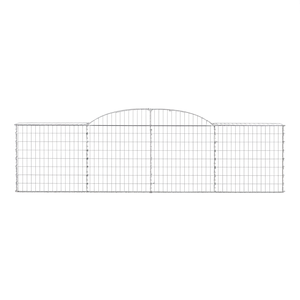 Paniers gabions arqués en fer galvanisé, ensemble de 5 pièces, 118,1x19,7x31,5 cm (39,4 pouces) pour la décoration extérieure du jardin - Product Image 1
