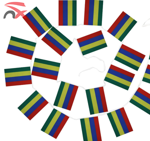 Nouveau produit de Chine : Guirlande de drapeaux de l'île <span class=keywords><strong>Maurice</strong></span> en polyester pour la décoration des fêtes - Product Image 5