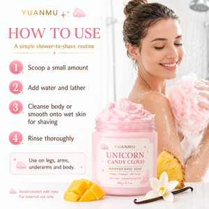 Savon de bain fouetté hydratant OEM ODM Marque Privée Bonbons Licorne Nettoyant Corporel Végétalien Mangue Ananas <span class=keywords><strong>Vanille</strong></span> - Product Image 6