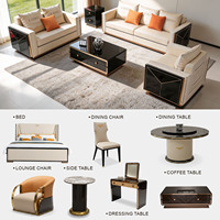 Ensemble de canapés de salon en cuir de style italien de luxe, design personnalisé pour toute la maison, avec structure en bois massif