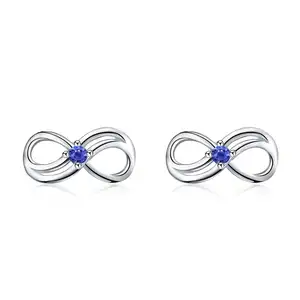 Wholesale Custom High Quality 925 Sterling Silver Infinity Cubic Zirconia Stud Earrings For Women
