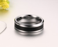 Bague de mariage unisexe en carbure de tungstène noir de 6 mm pour hommes et femmes, ajustement confortable, bord biseauté, style tendance