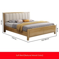 Lit Murphy minimaliste nordique avec rangement, tête de lit en chêne massif, plateforme, lit double Queen pour chambre principale