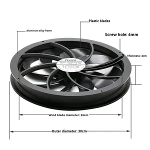 Ventilatore a Rulli con Telaio in Alluminio, 30cm, 24V DC, Motore Brushless, 1100 RPM, Grande Volume d'Aria - Product Image 4