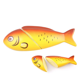 Jouets de <span class=keywords><strong>cuisine</strong></span> en bois pour enfants : ensemble de découpe de poisson, viande et fruits de mer pour tout-petits - Product Image 4