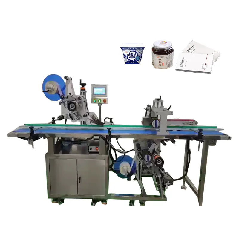 Automatic Plane labeller Top and Bottom Double-sided Labeling Machine For Square Plastic Box
