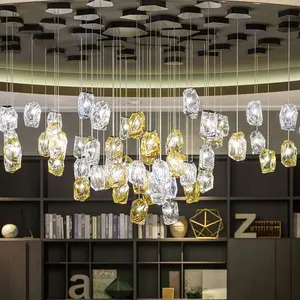 Living room Pendant Hanging Lamp Manufacturer Customized Light multi color club bar counter glass chandelier