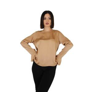 Blusa de mujer de manga larga, color negro camel, informal, para el trabajo y uso diario - Product Image 6