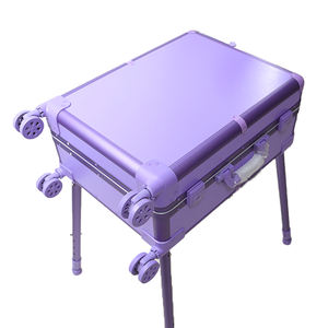 ماكياج السفر القطار حقيبة مهنةماكياج محطة ماكياج مع 3 أضواء قابل للتعديل وعجلات مضاءة المتداول السفر حالة مستحضرات التجميل - Product Image 4