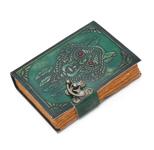 Handmade Green Leather Wolf Journal with <b>Lock</b> Vintage Rustic <b>Diary</b>, Unique Gift Notebook (7x5”) - Product Image 5