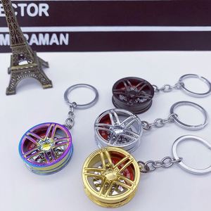 Wheel Rims Keychain Car Wheel Hub Keyring Zinc Alloy Key Chain Wheel Rim With Brake <b>Discs</b> Car Key Pendant - Product Image 1