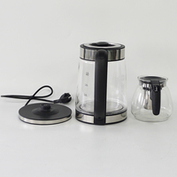 Nouvelle conception, bouilloire électrique sans fil en verre borosilicate de haute qualité, 2,0 L, protection contre l'ébullition à sec, base rotative à 360° pour la maison et l'hôtel
