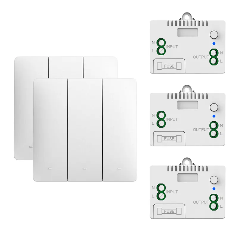 QX-303 pas de batterie requise interrupteur d'éclairage 10A 85V-240V 1/2/3 Gang 3 voies interrupteur cinétique sans fil télécommande interrupteurs muraux