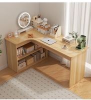 Bureau d'angle en L moderne avec armoire de rangement réversible et étagères pour bureau à domicile, chambre ou salle d'étude